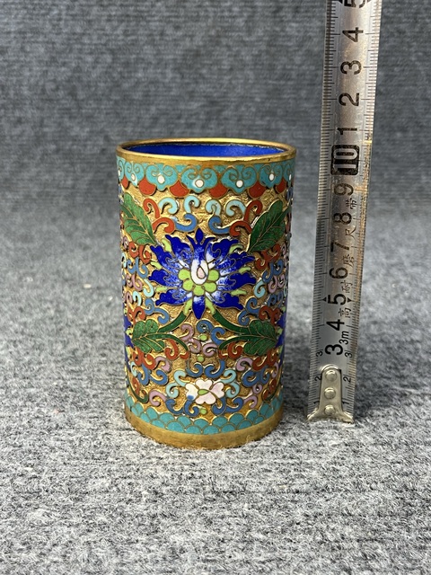古玩雜項銅胎琺瑯彩筆筒拍賣，當前價格299元
