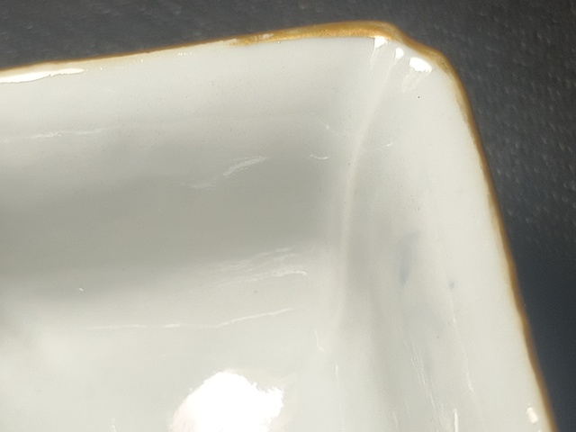古玩陶瓷青花亭臺(tái)樓閣山水人物紋倭角杯真品鑒賞圖