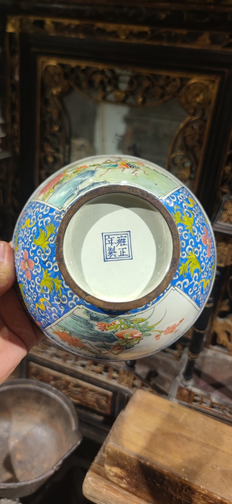 古玩陶瓷銅胎畫琺瑯飛黃騰達(dá)圖茶碗真品鑒賞圖