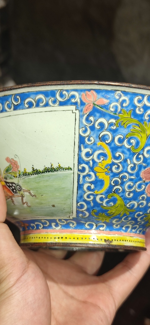 古玩陶瓷銅胎畫琺瑯飛黃騰達(dá)圖茶碗真品鑒賞圖