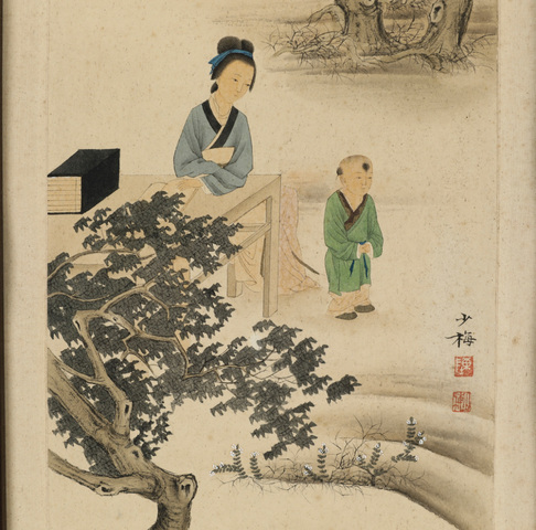 古玩字畫陳少梅款人物四屏真品鑒賞圖