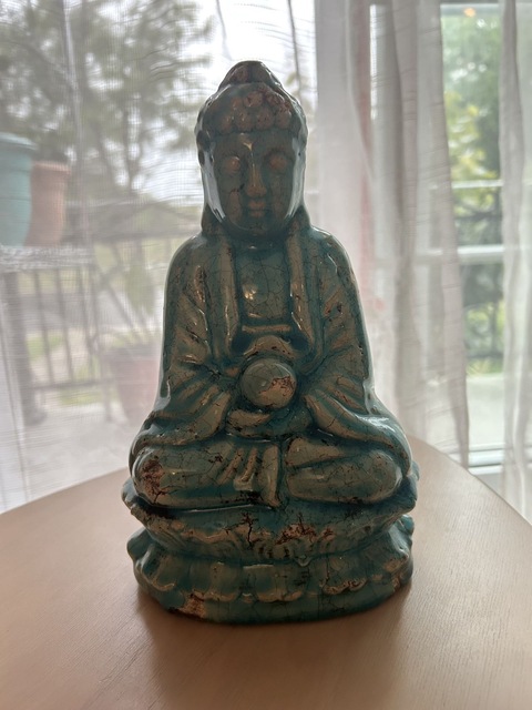 古玩陶瓷孔雀藍釉寶珠佛真品鑒賞圖