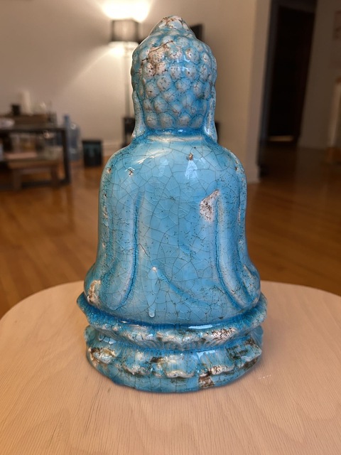古玩陶瓷孔雀藍釉寶珠佛真品鑒賞圖