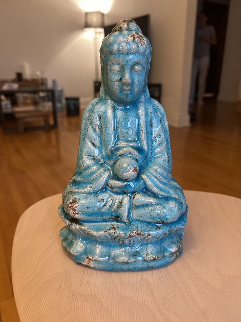 古玩陶瓷孔雀藍釉寶珠佛真品鑒賞圖