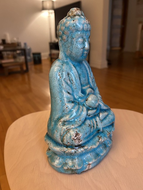 古玩陶瓷孔雀藍釉寶珠佛真品鑒賞圖