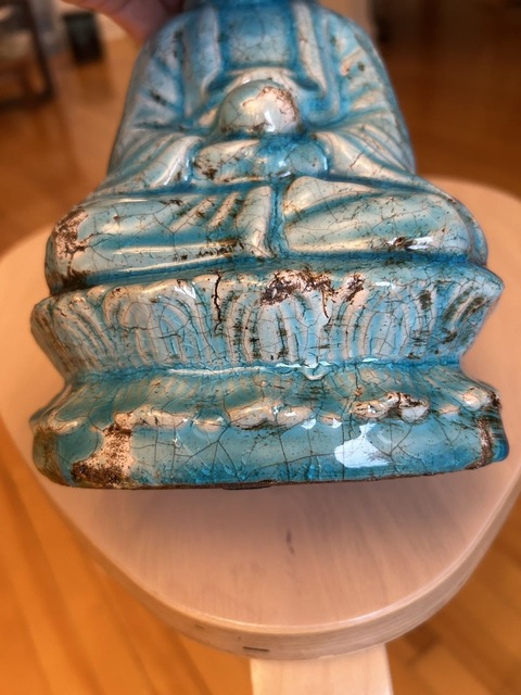 古玩陶瓷孔雀藍釉寶珠佛真品鑒賞圖