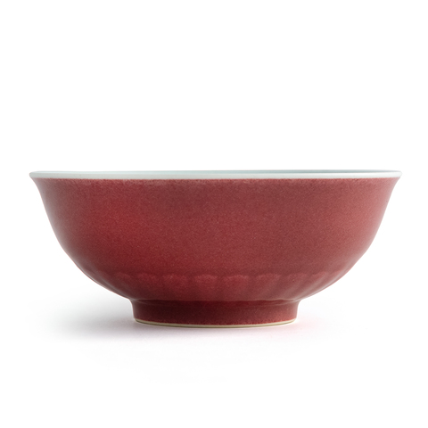 古玩陶瓷祭紅蓮瓣碗真品鑒賞圖