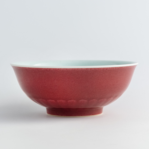 古玩陶瓷祭紅蓮瓣碗真品鑒賞圖