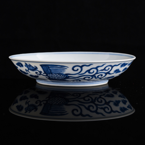 古玩陶瓷鸞鳳和鳴青花盤真品鑒賞圖