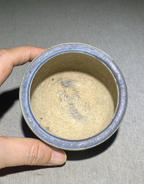 古玩陶瓷青花釉里紅嬰戲紋蒜臼子真品鑒賞圖