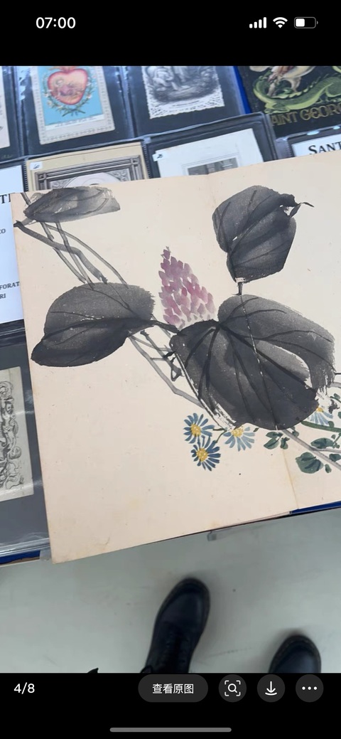 古玩字畫取荼款喇叭花，梅花，菊花冊(cè)頁真品鑒賞圖