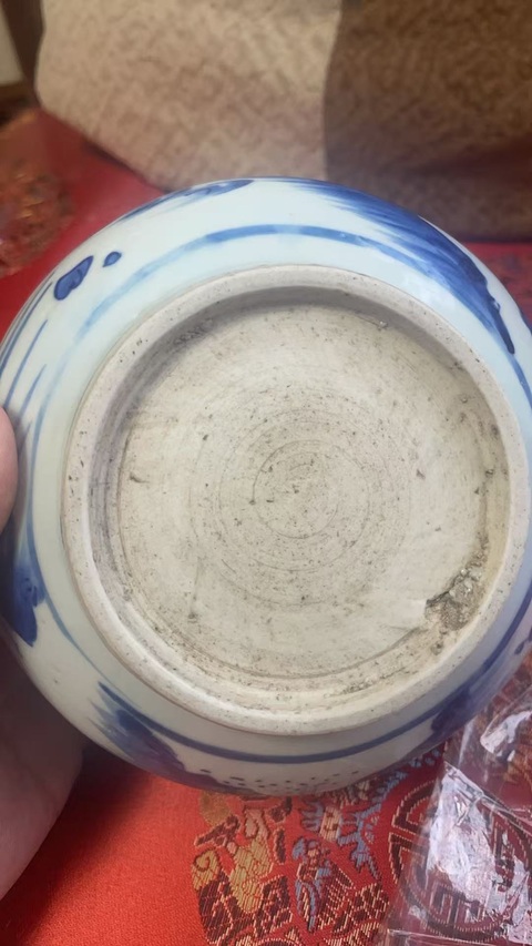 古玩陶瓷人物紋青花缽式香爐真品鑒賞圖