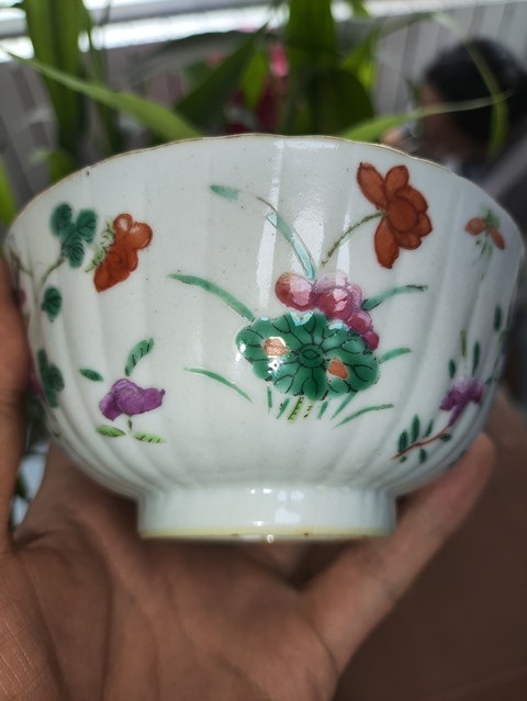 古玩陶瓷粉彩飛黃騰達紋瓜凌碗真品鑒賞圖