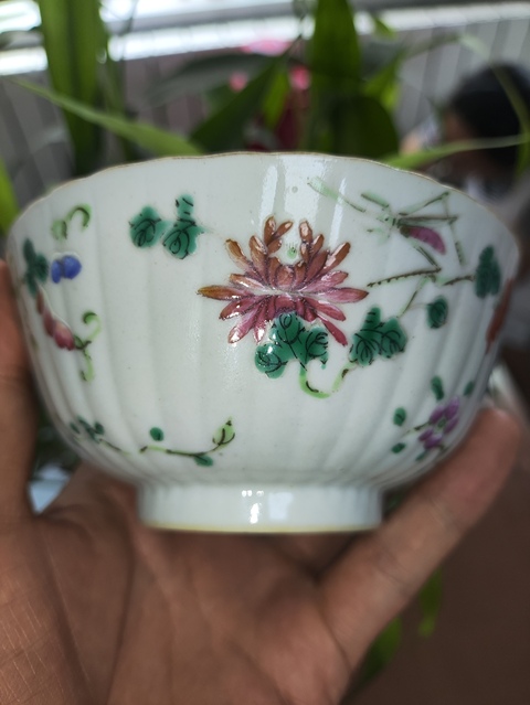 古玩陶瓷粉彩飛黃騰達紋瓜凌碗真品鑒賞圖