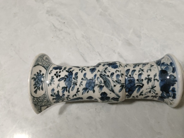 古玩陶瓷青花花鳥花觚真品鑒賞圖