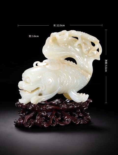 古玩玉器魚化龍擺件真品鑒賞圖