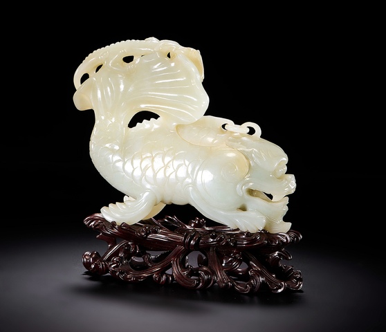 古玩玉器魚化龍擺件真品鑒賞圖
