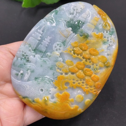 古玩玉器天然翡翠擺件真品鑒賞圖