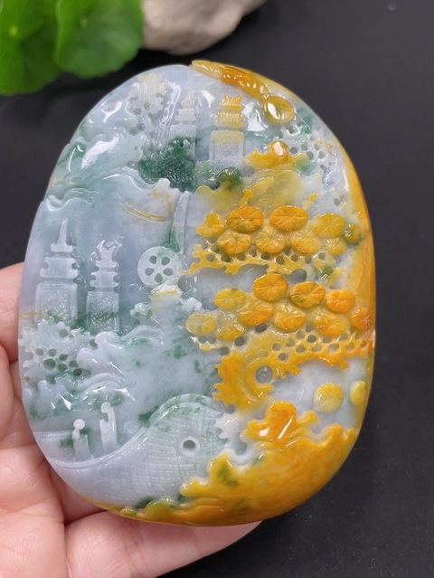 古玩玉器天然翡翠擺件真品鑒賞圖