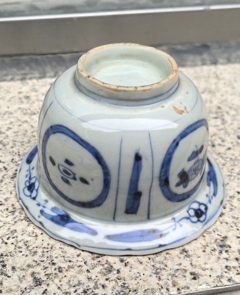 古玩陶瓷花鳥紋青花杯真品鑒賞圖