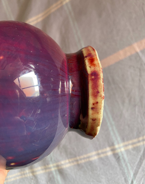 古玩陶瓷鈞紅窯變釉撇口瓶真品鑒賞圖