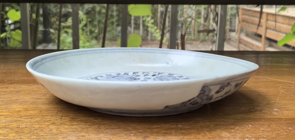 古玩陶瓷花卉紋青花盤標本真品鑒賞圖