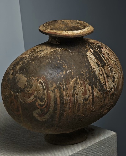 古玩陶瓷漢代彩繪繭形壺真品鑒賞圖