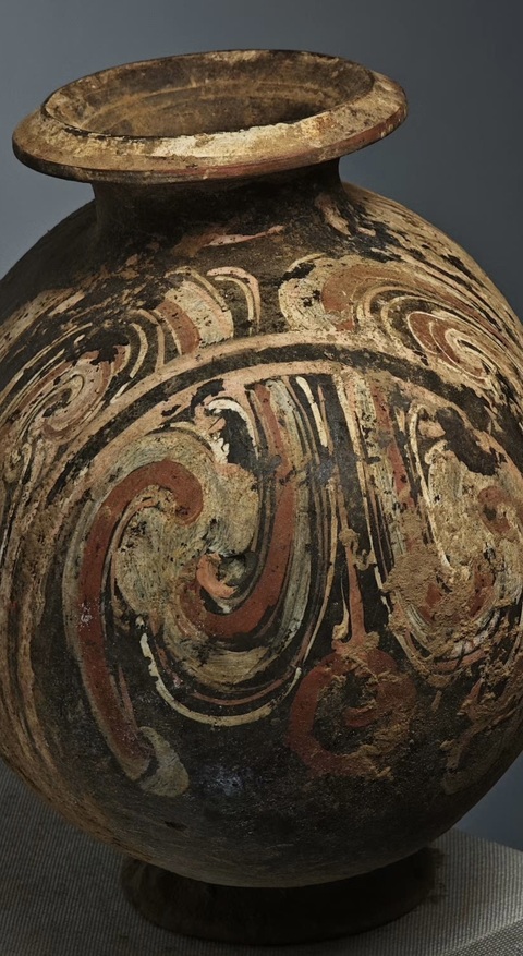 古玩陶瓷漢代彩繪繭形壺真品鑒賞圖