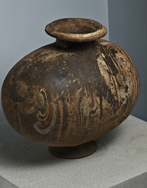 古玩陶瓷漢代彩繪繭形壺真品鑒賞圖