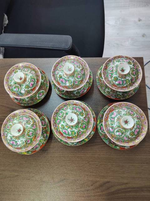 古玩陶瓷廣彩三才蓋杯拍賣,當前價格668元