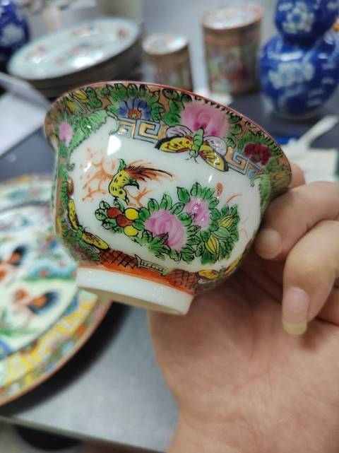 古玩陶瓷廣彩三才蓋杯拍賣,當前價格668元