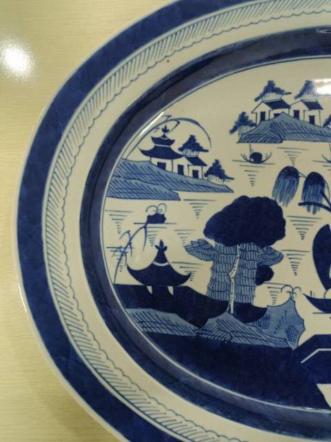 古玩陶瓷青花人物橢圓盤拍賣,當前價格3666元