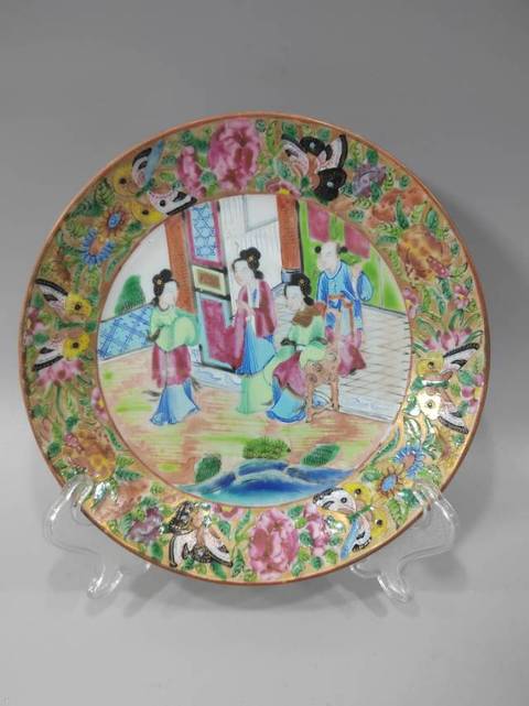 古玩陶瓷廣彩人物杯蝶一套拍賣,當前價格23888元