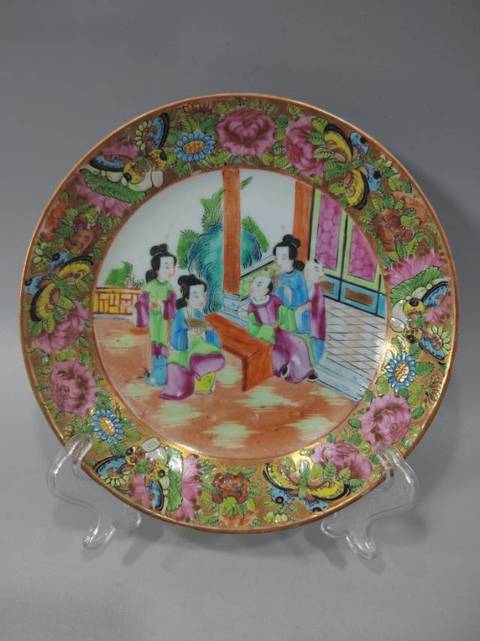 古玩陶瓷廣彩人物杯蝶一套拍賣,當前價格23888元