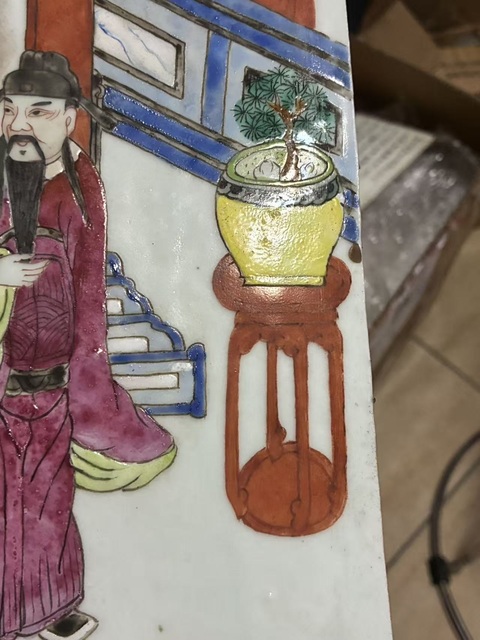 古玩陶瓷粉彩人物故事紋瓷板真品鑒賞圖