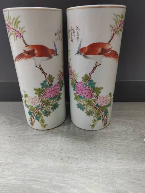 古玩陶瓷花鳥冒桶一對(duì)拍賣,當(dāng)前價(jià)格5668元