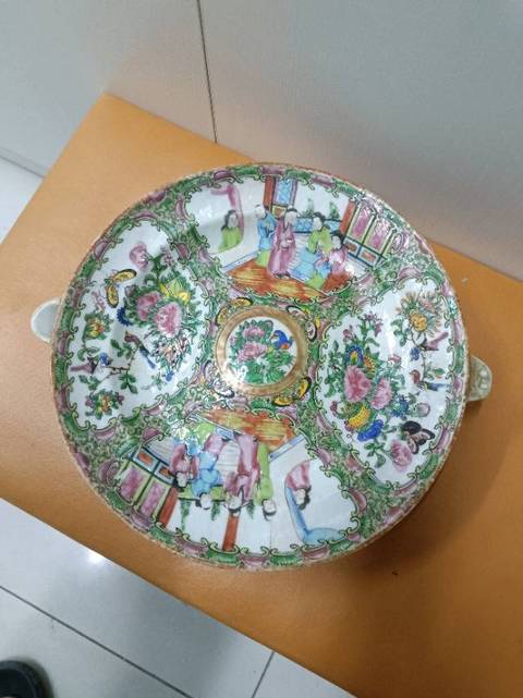 古玩陶瓷人物花鳥紋蓋鍋拍賣,當前價格2888元