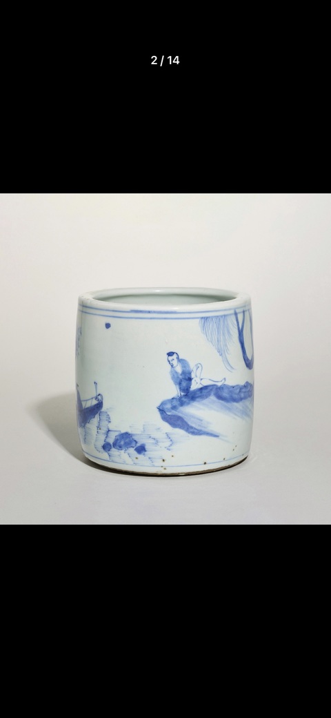 古玩陶瓷青花筒式爐真品鑒賞圖