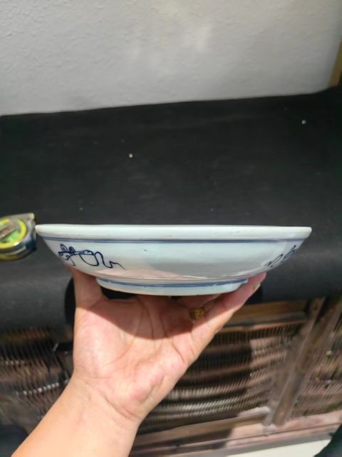 古玩陶瓷梵文壽字青花盤真品鑒賞圖