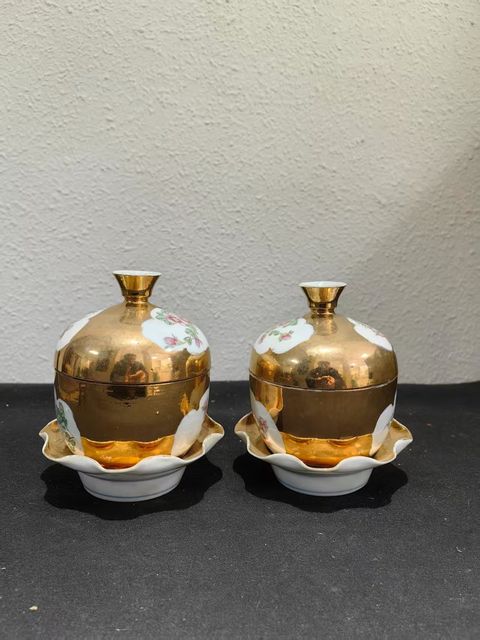 古玩陶瓷描金開窗三才蓋缸真品鑒賞圖