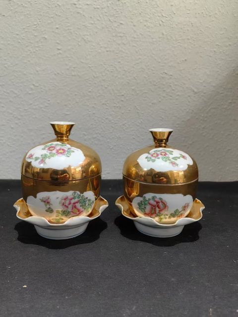 古玩陶瓷描金開窗三才蓋缸真品鑒賞圖