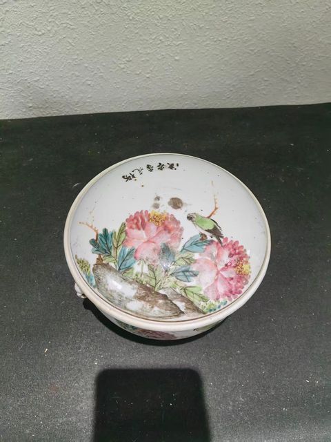 古玩陶瓷粉彩花鳥紋溫鍋真品鑒賞圖