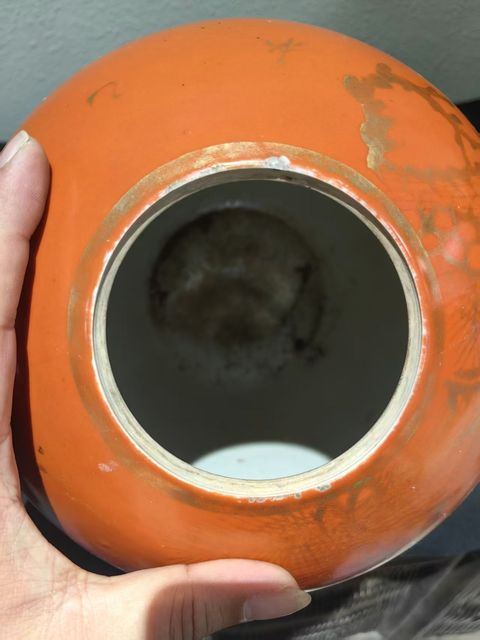 古玩陶瓷珊瑚紅描金冬瓜罐真品鑒賞圖