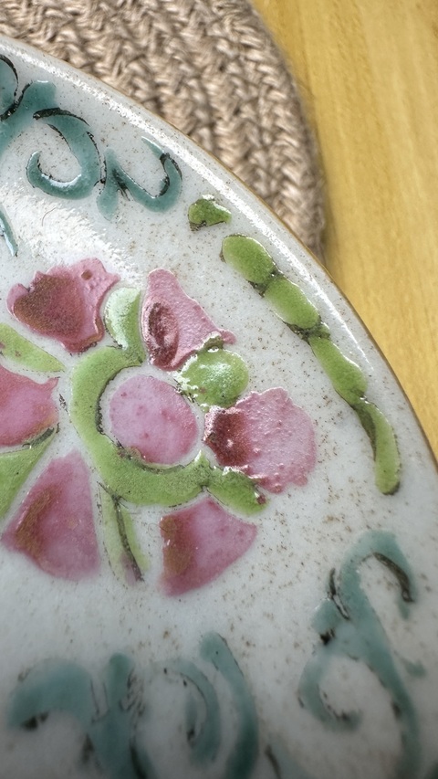 古玩陶瓷粉彩花卉紋喜字盤真品鑒賞圖