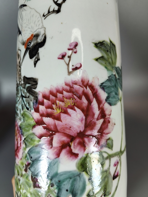 古玩陶瓷粉彩松鶴延年圖帽筒真品鑒賞圖