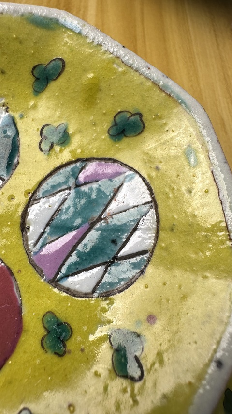 古玩陶瓷黃地粉彩花卉紋盤真品鑒賞圖