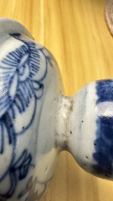 古玩陶瓷青花花卉紋高足盤真品鑒賞圖
