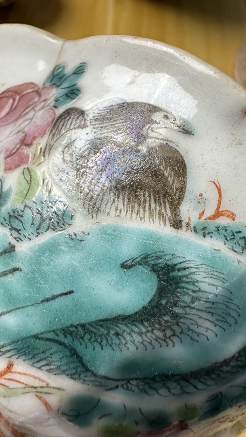 古玩陶瓷粉彩花鳥紋貢碗真品鑒賞圖