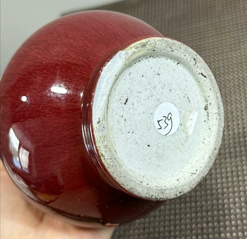 古玩陶瓷窯變紅釉長頸撇口瓶真品鑒賞圖