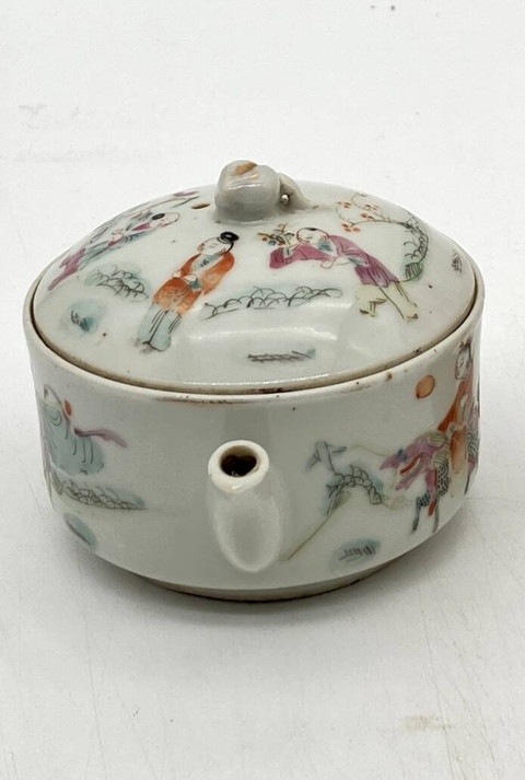 古玩陶瓷粉彩麒麟送子圖參壺真品鑒賞圖